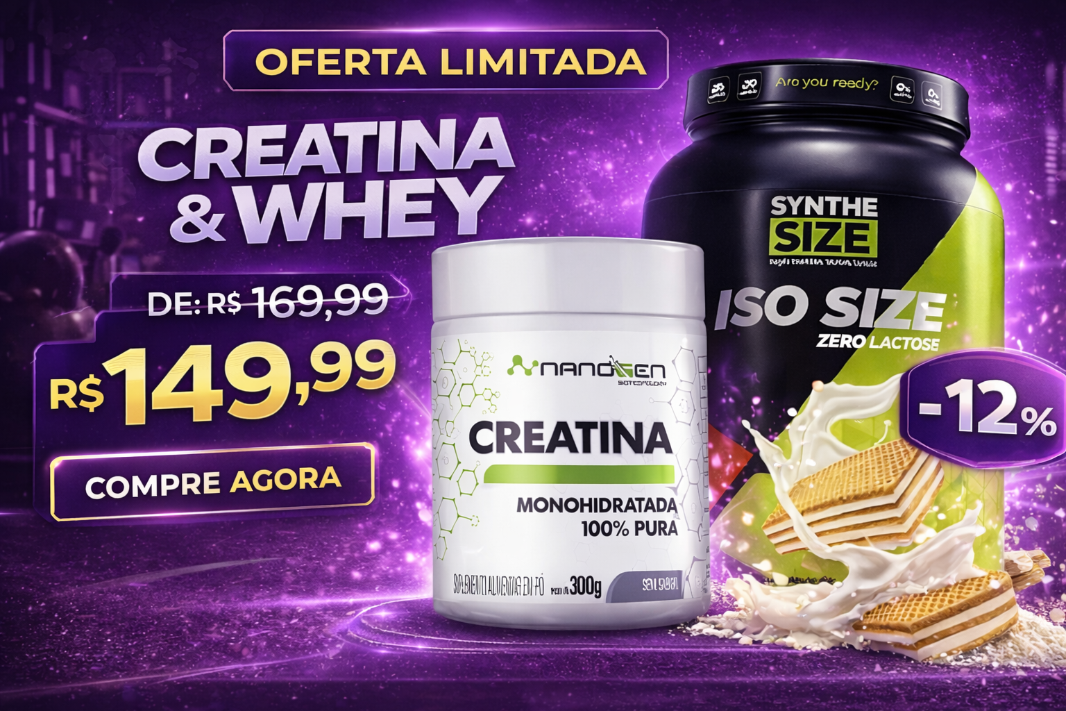 Oferta de whey e creatina